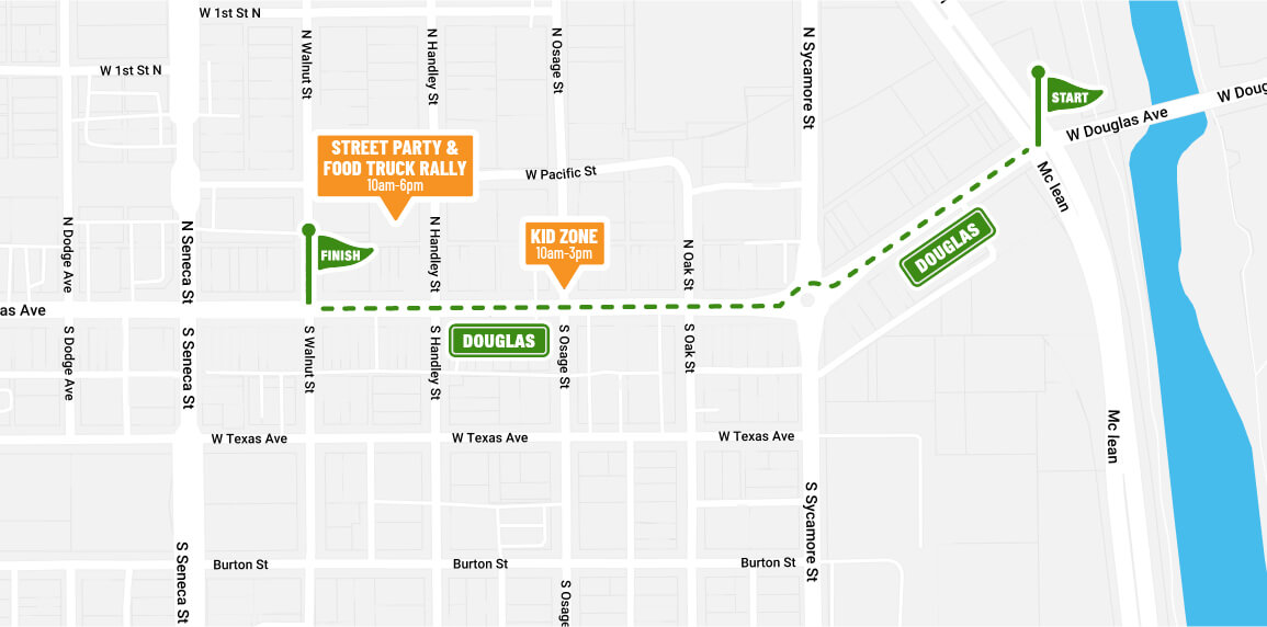 The 2026 Delano Paddy Day Parade Route, west on Douglas from McClean to Walnut.