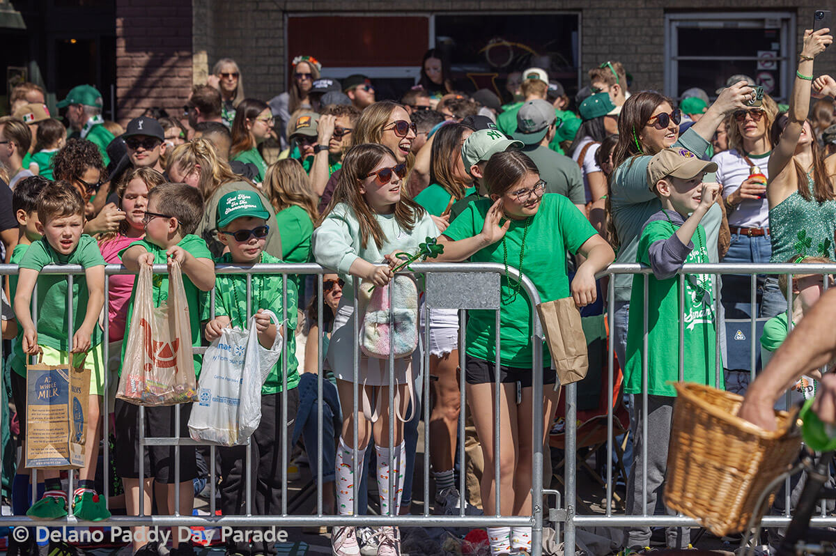 The crowd awaits the parade.