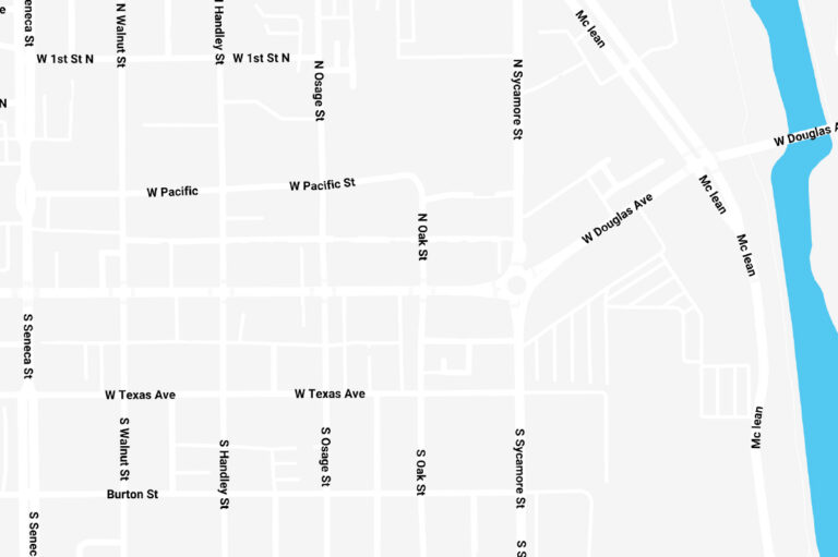 A blank map of Delano, Wichita.