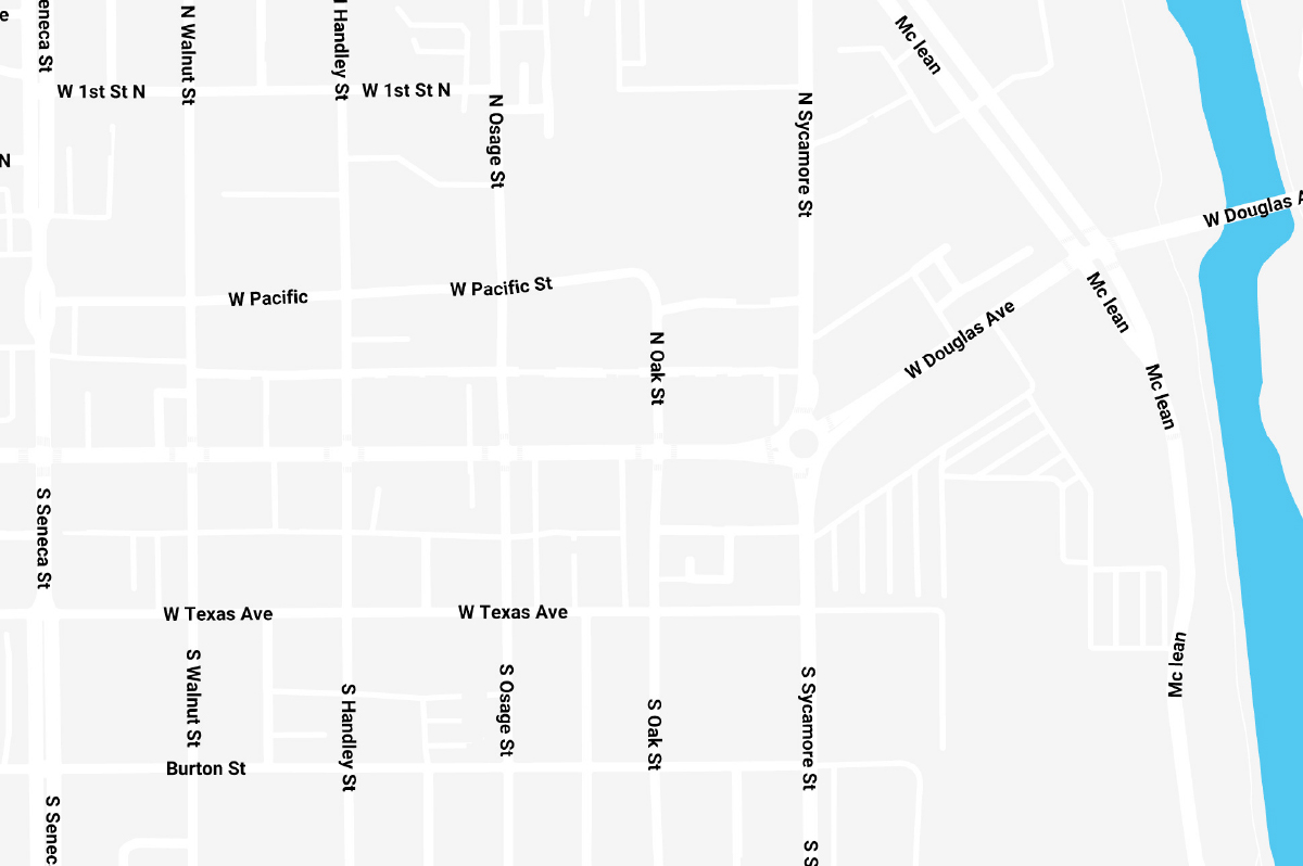 A blank map of Delano, Wichita.